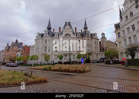 Eklektische neo-flämische Renaissance-Villa`s im Stadtteil Zurenborg, Antwerpen Stockfoto